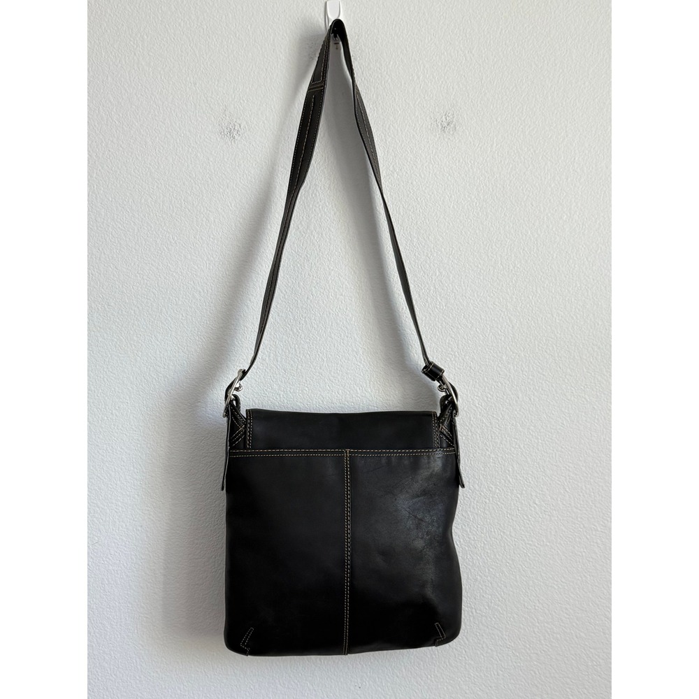 VTG COACH Bleecker Black Leather Messenger Bag Y2K Buckle Flap Crossbody Grunge - Picture 7 of 10